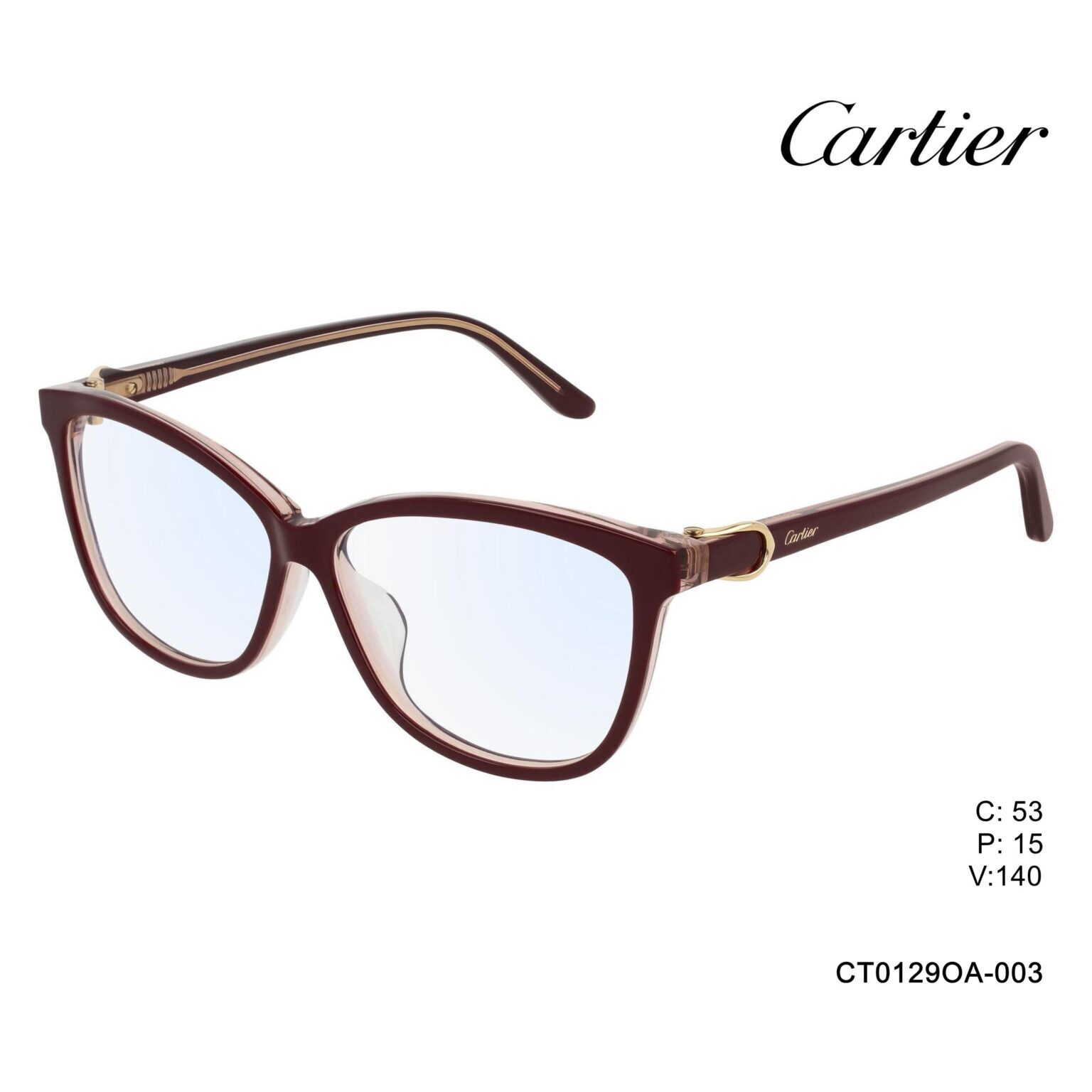 Cartier Ct0129oa Eyeglasses Red Acetate
